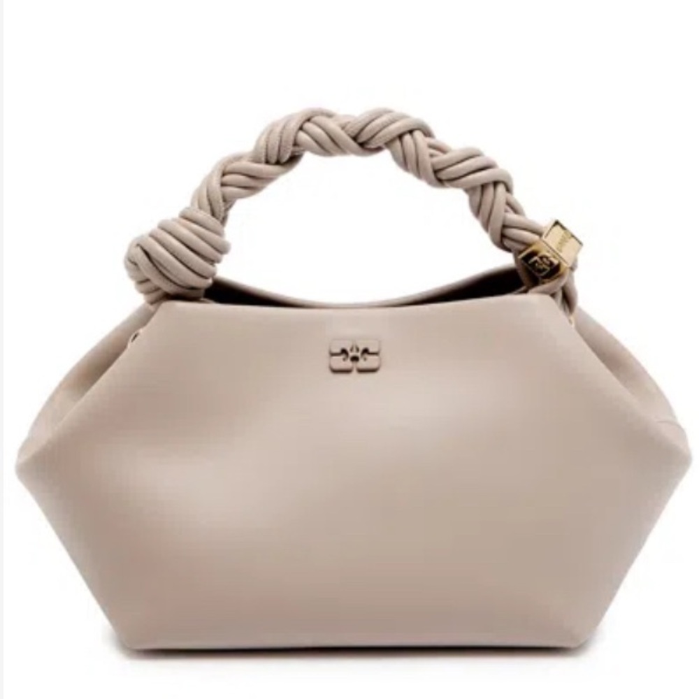 Ganni Taupe Shoulder Bag with Twisted Handle